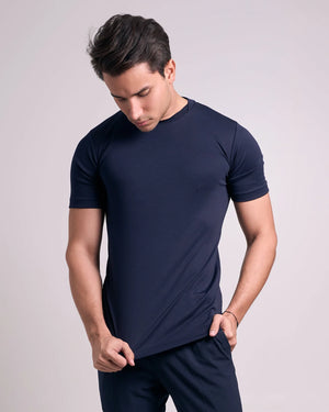 CAMISETA PIMA - GOLA CRUZADA DUPLA - MARINHO - imagem 1