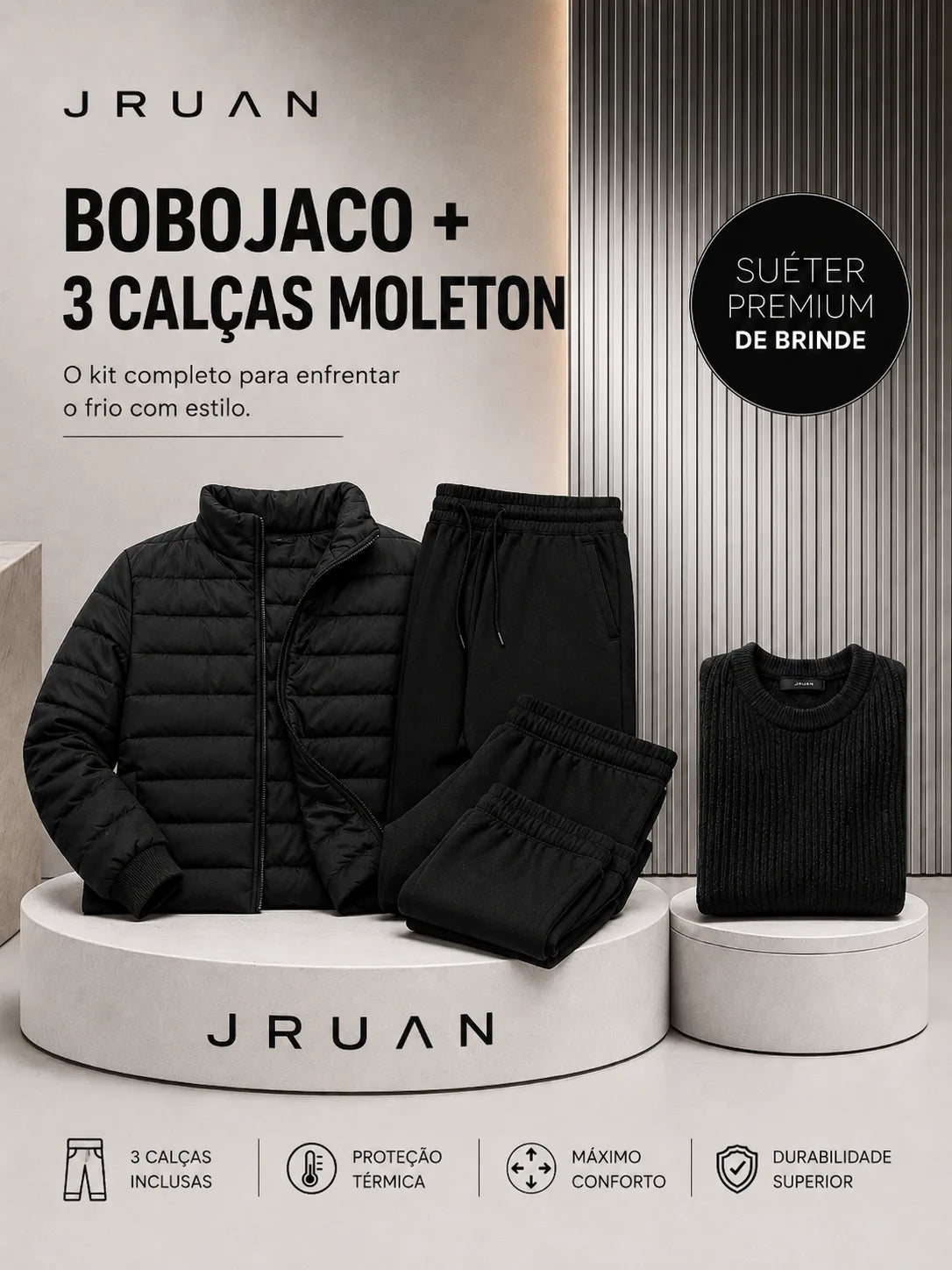 (OFERTA DE INVERNO) Kit Frio Imparável (Bobojaco + Calça Moletom ) + SUÉTER PREMIUM GRÁTIS - imagem 1
